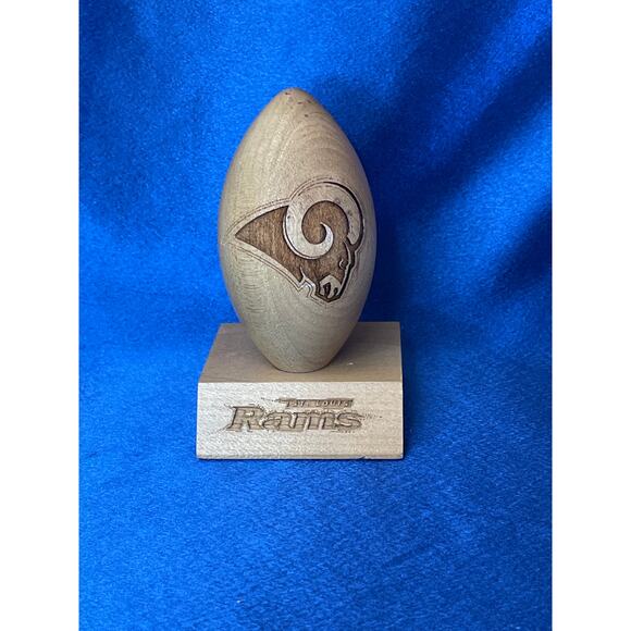 Vintage Wooden Egg Shape St Louise Rams Football Logo NFL Memorabilia - Picture 1 of 5